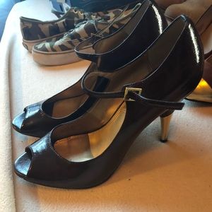 Tahari Chocolate Brown Strap Heels